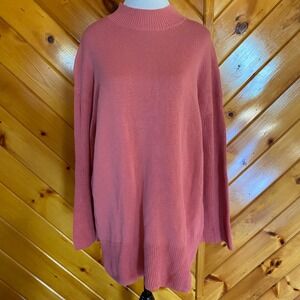 L Space NWT Lacy Dress Small Mock Neck Long Sleeve Knit Sweater Tunic Dress Pink